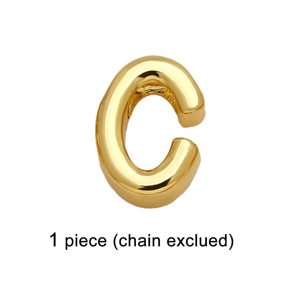 1 Piece Copper 18K Gold Plated Letter Pendant Chain