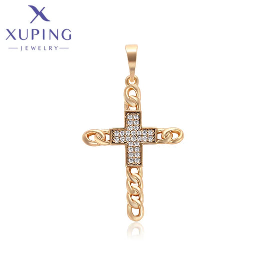 1 Piece Copper Artificial Gemstones 18K Gold Plated Cross Pendant