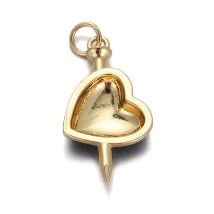 1 Piece Copper Gold Plated Geometric Heart Shape Pendant