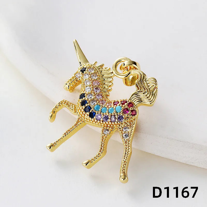 1 Piece Copper Rhinestones Animal Pendant