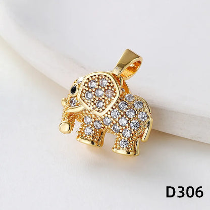 1 Piece Copper Rhinestones Animal Pendant