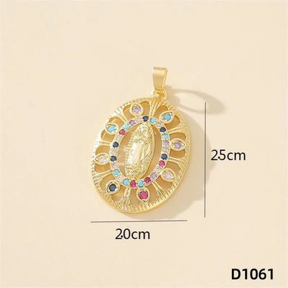 1 Piece Copper Rhinestones Color Block Pendant