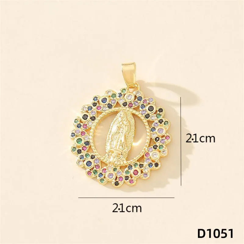 1 Piece Copper Rhinestones Color Block Pendant