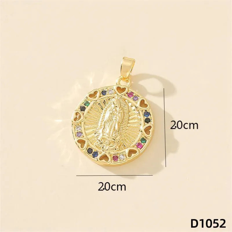 1 Piece Copper Rhinestones Color Block Pendant