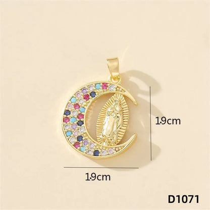 1 Piece Copper Rhinestones Color Block Pendant