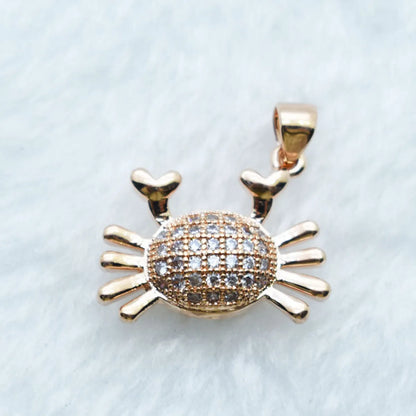 1 Piece Copper Rhinestones Crab Pendant