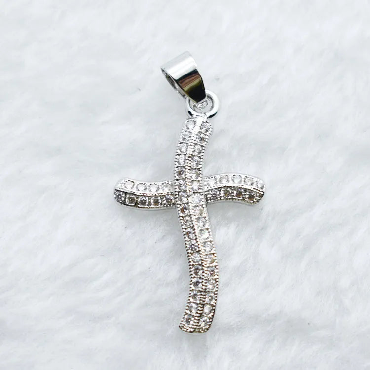 1 Piece Copper Rhinestones Cross Pendant