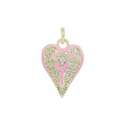 1 Piece Copper Rhinestones Heart Shape Pendant