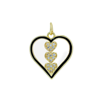 1 Piece Copper Rhinestones Heart Shape Pendant