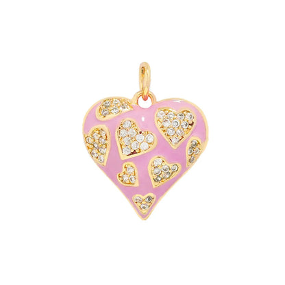 1 Piece Copper Rhinestones Heart Shape Pendant