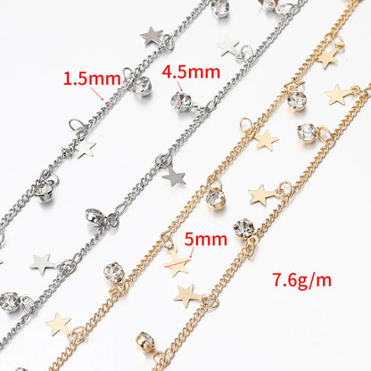 1 Piece Copper Rhinestones Star Polished Chain