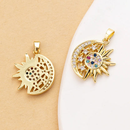 1 Piece Copper Rhinestones Sunflower Pendant