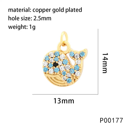 1 Piece Copper Zircon 18K Gold Plated Angel Lock Lightning Pendant