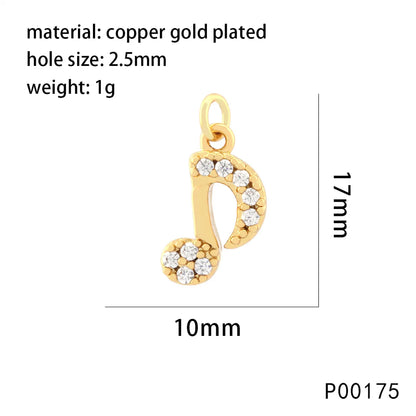 1 Piece Copper Zircon 18K Gold Plated Angel Lock Lightning Pendant