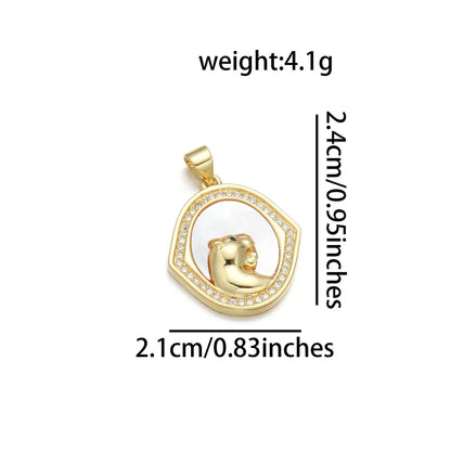 1 Piece Copper Zircon 18K Gold Plated Animal Pendant