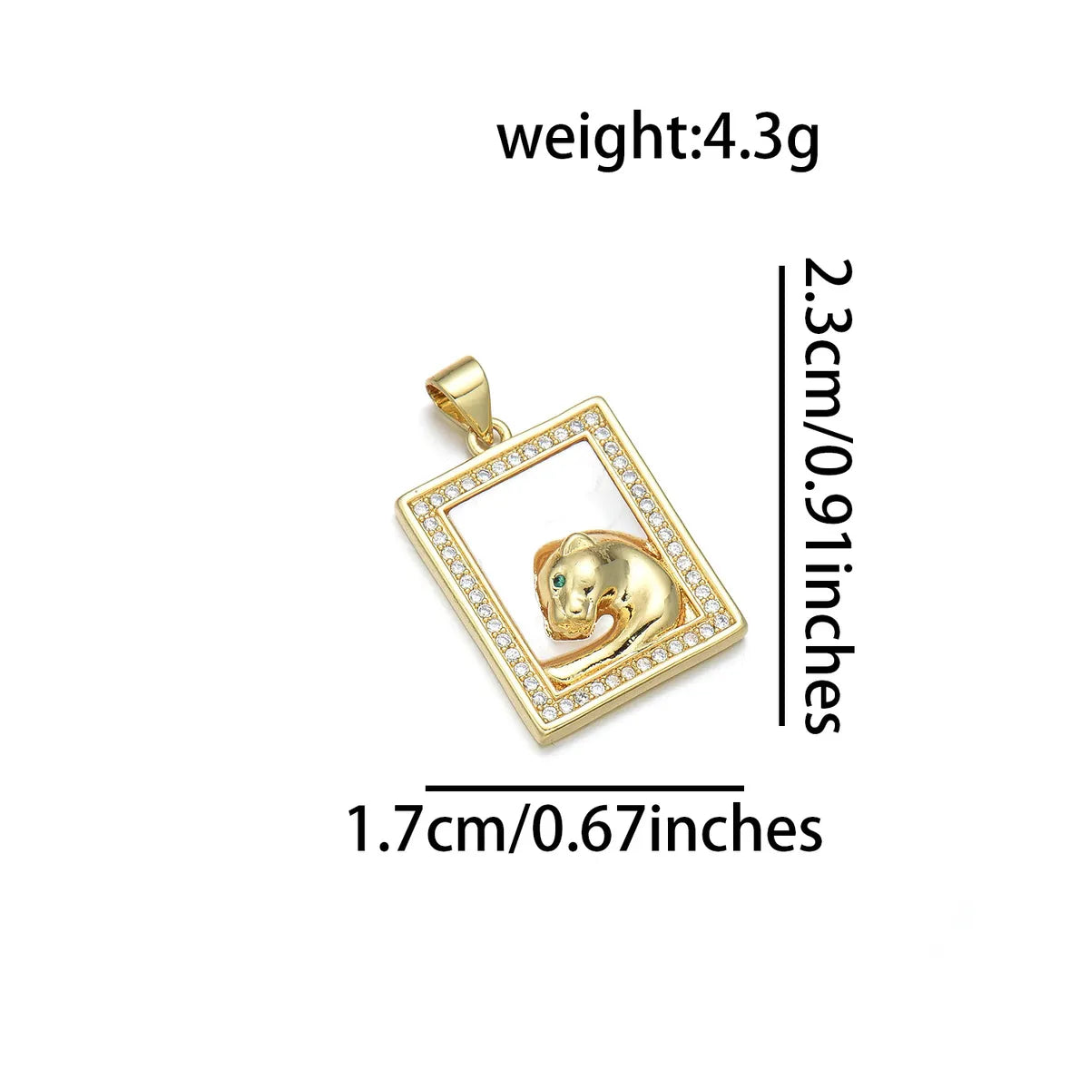 1 Piece Copper Zircon 18K Gold Plated Animal Pendant