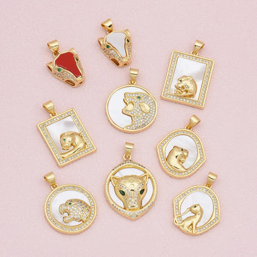 1 Piece Copper Zircon 18K Gold Plated Animal Pendant