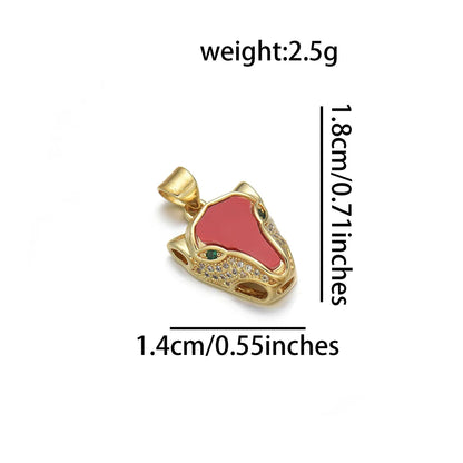 1 Piece Copper Zircon 18K Gold Plated Animal Pendant