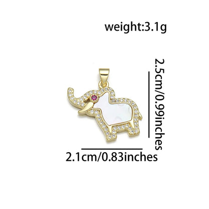 1 Piece Copper Zircon 18K Gold Plated Animal Pendant