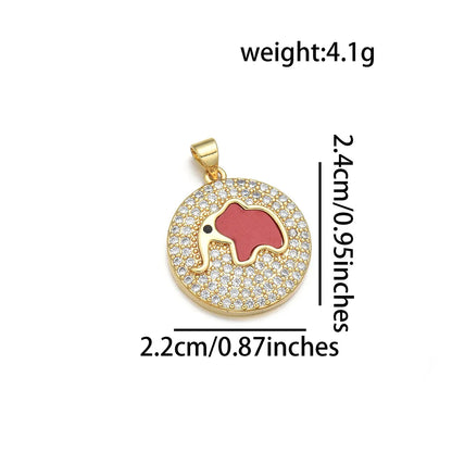 1 Piece Copper Zircon 18K Gold Plated Animal Pendant