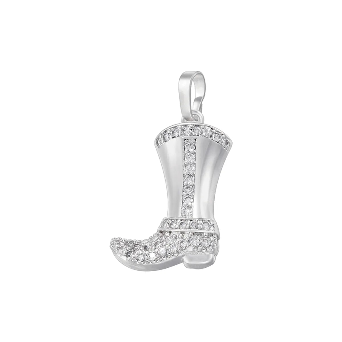 1 Piece Copper Zircon 18K Gold Plated Boots Pendant