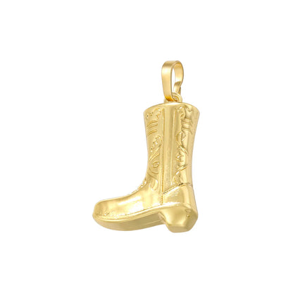 1 Piece Copper Zircon 18K Gold Plated Boots Pendant