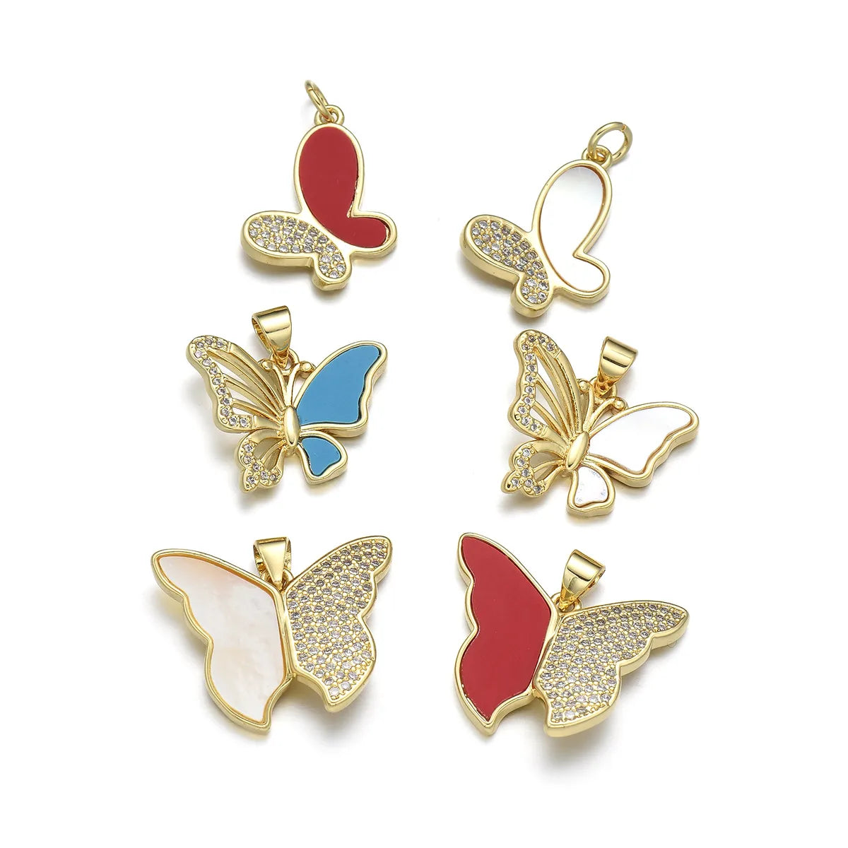 1 Piece Copper Zircon 18K Gold Plated Butterfly Pendant