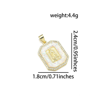 1 Piece Copper Zircon 18K Gold Plated Color Block Pendant