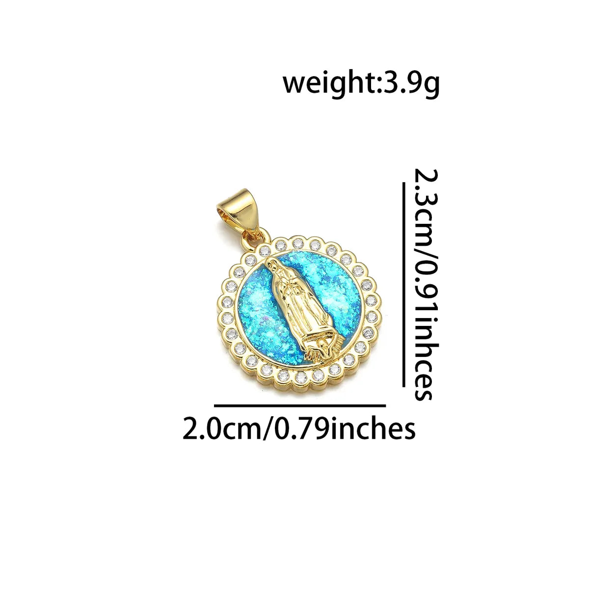 1 Piece Copper Zircon 18K Gold Plated Color Block Pendant