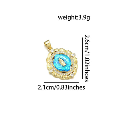 1 Piece Copper Zircon 18K Gold Plated Color Block Pendant