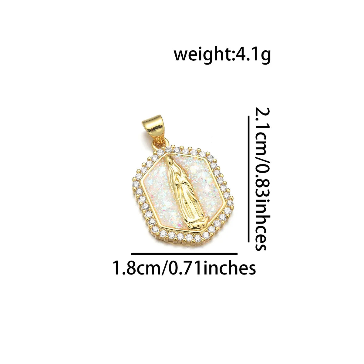 1 Piece Copper Zircon 18K Gold Plated Color Block Pendant