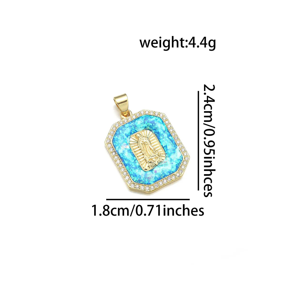 1 Piece Copper Zircon 18K Gold Plated Color Block Pendant