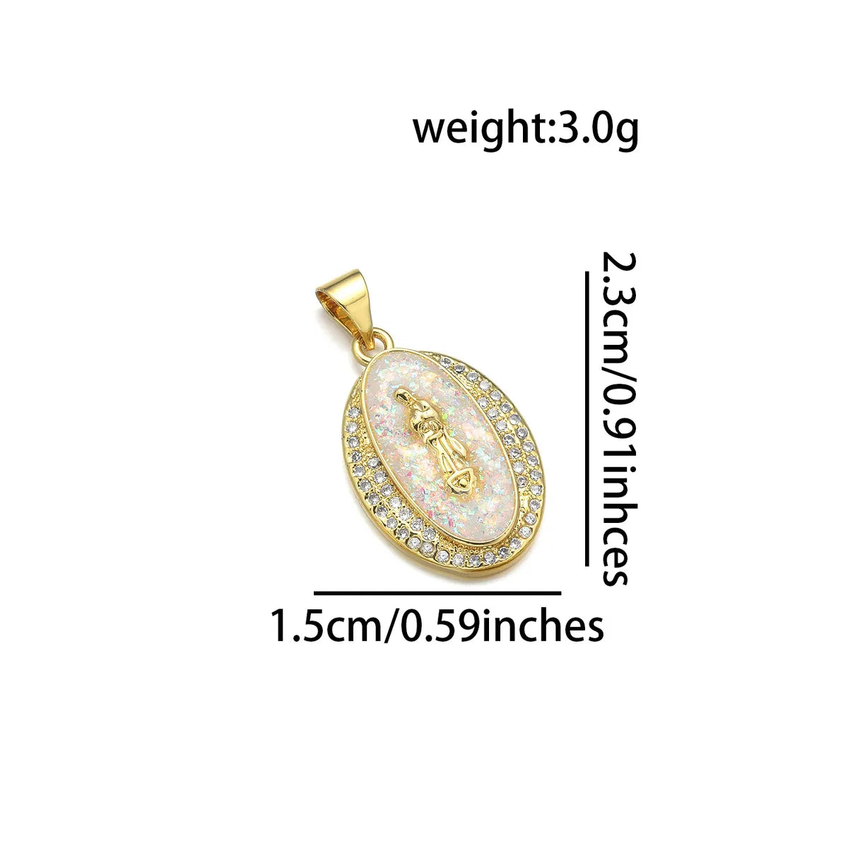 1 Piece Copper Zircon 18K Gold Plated Color Block Pendant