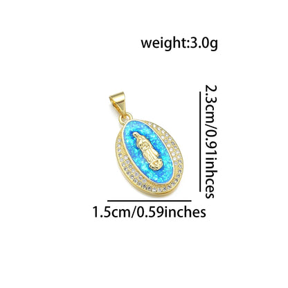 1 Piece Copper Zircon 18K Gold Plated Color Block Pendant