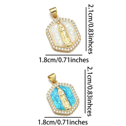 1 Piece Copper Zircon 18K Gold Plated Color Block Pendant