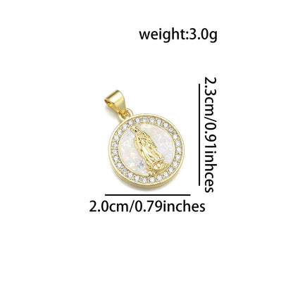 1 Piece Copper Zircon 18K Gold Plated Color Block Pendant