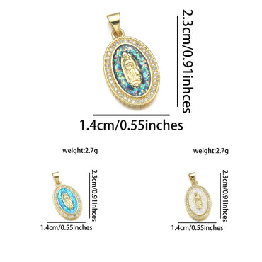 1 Piece Copper Zircon 18K Gold Plated Color Block Pendant