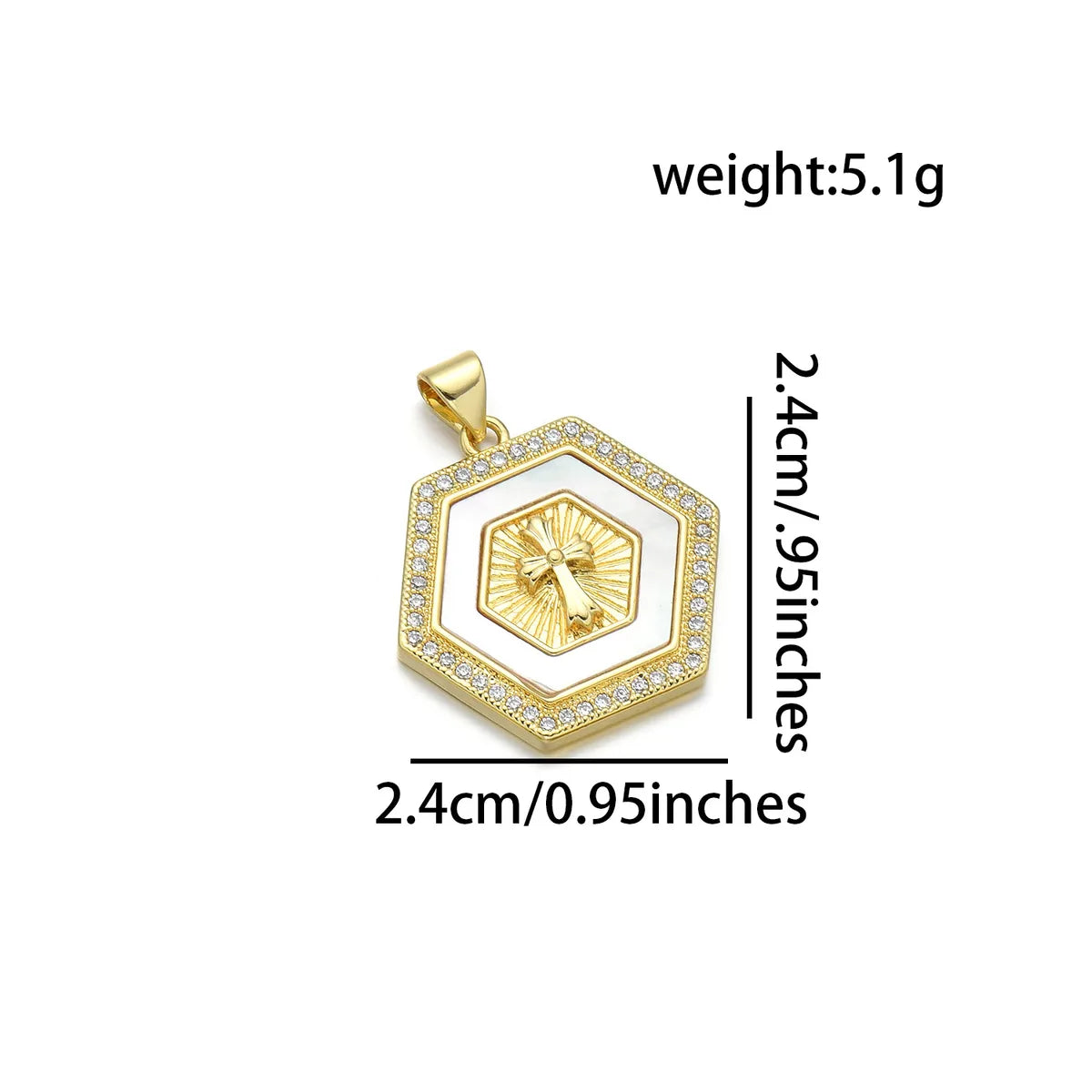 1 Piece Copper Zircon 18K Gold Plated Cross Pendant