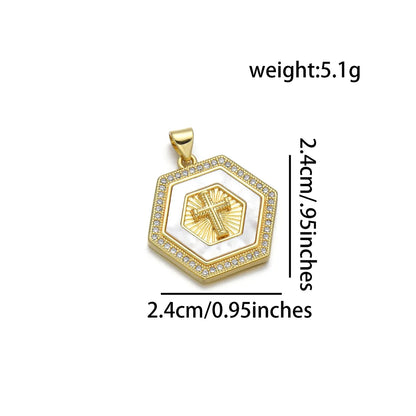 1 Piece Copper Zircon 18K Gold Plated Cross Pendant