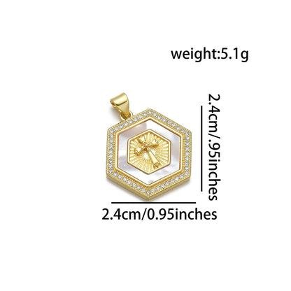 1 Piece Copper Zircon 18K Gold Plated Cross Pendant