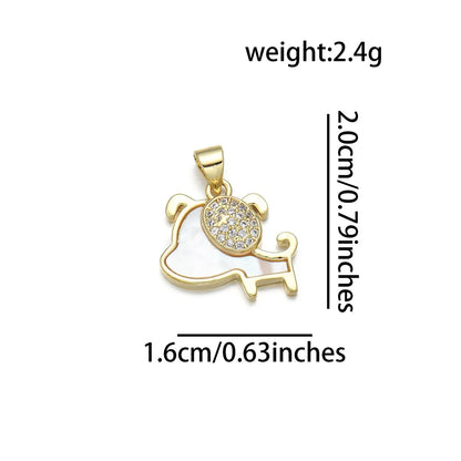 1 Piece Copper Zircon 18K Gold Plated Dog Pendant