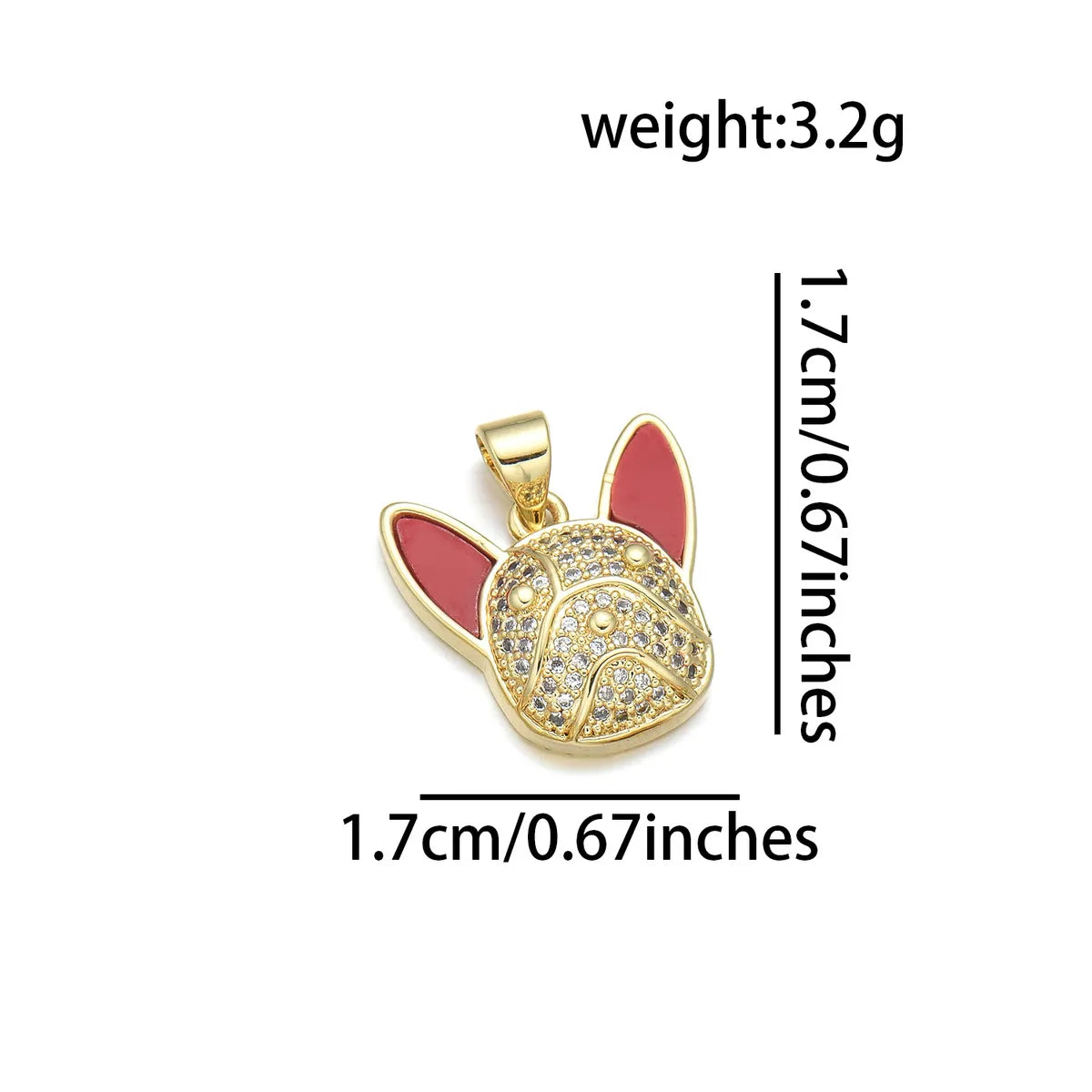 1 Piece Copper Zircon 18K Gold Plated Dog Pendant