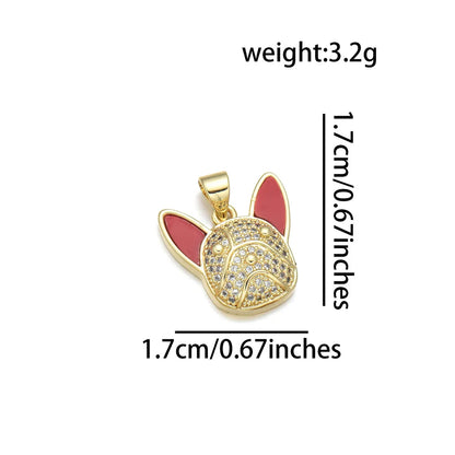 1 Piece Copper Zircon 18K Gold Plated Dog Pendant