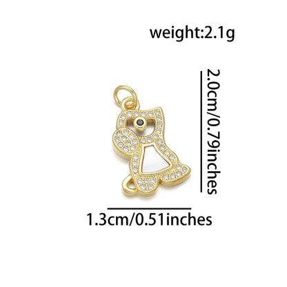 1 Piece Copper Zircon 18K Gold Plated Dog Pendant