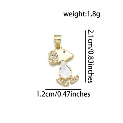 1 Piece Copper Zircon 18K Gold Plated Dog Pendant