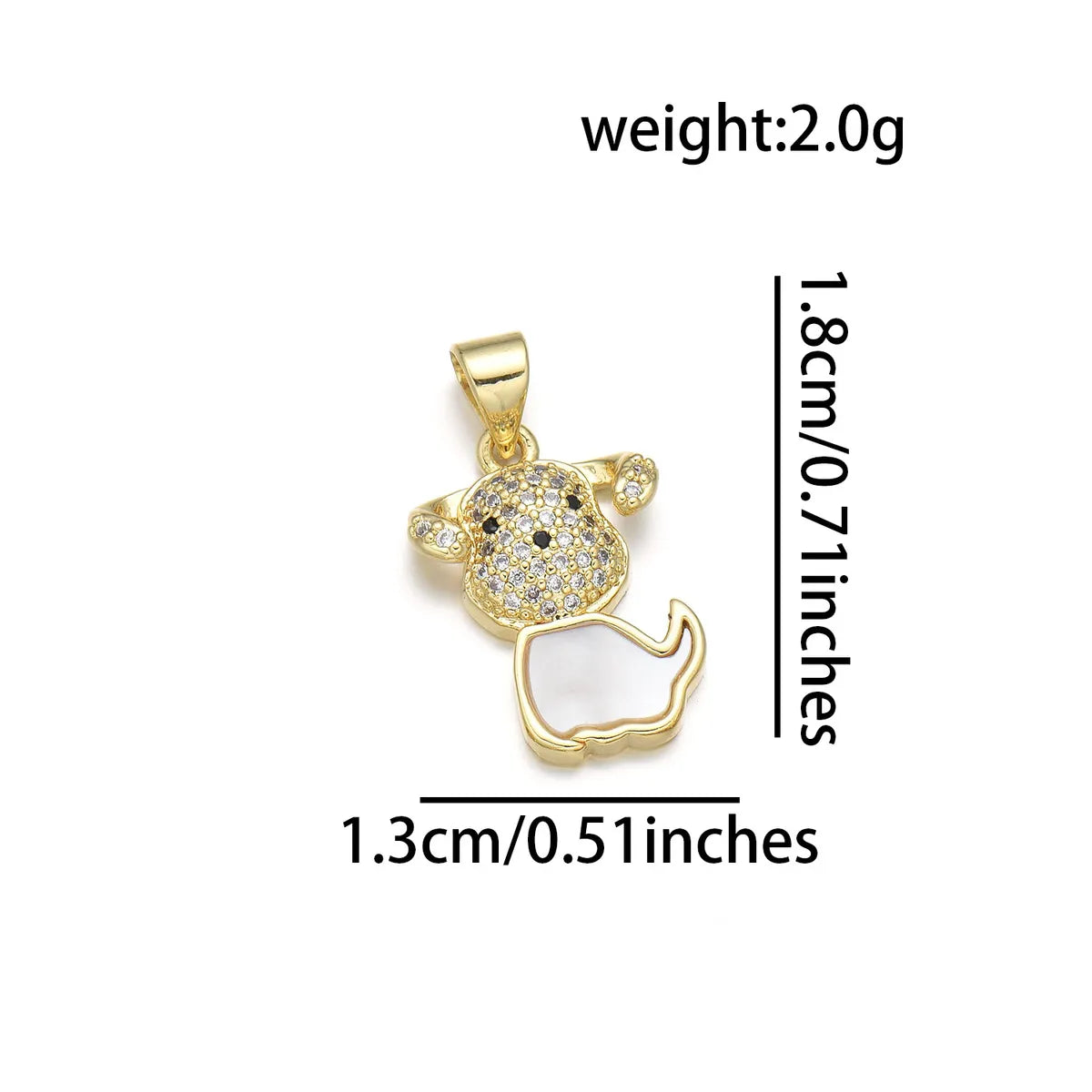 1 Piece Copper Zircon 18K Gold Plated Dog Pendant