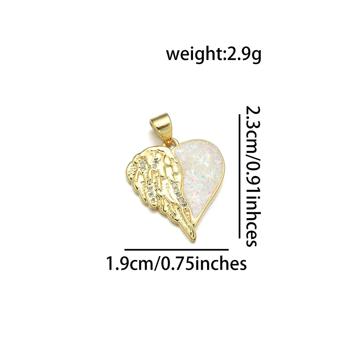 1 Piece Copper Zircon 18K Gold Plated Heart Shape Polished Pendant