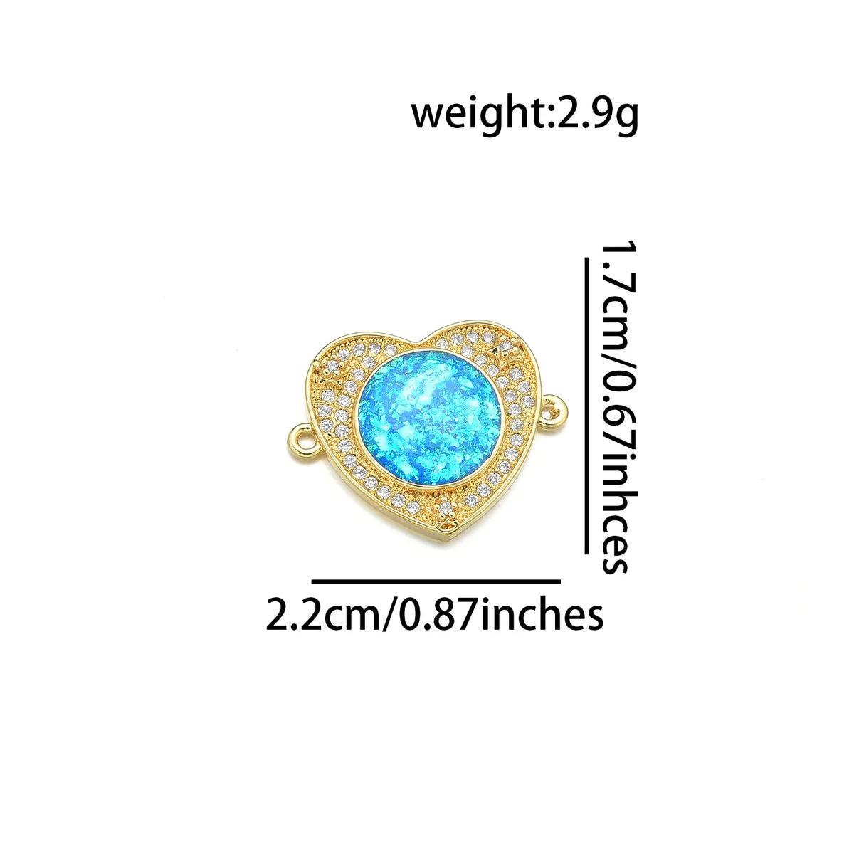 1 Piece Copper Zircon 18K Gold Plated Heart Shape Polished Pendant