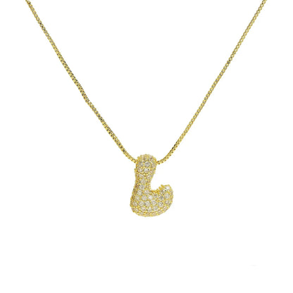 1 Piece Copper Zircon 18K Gold Plated Letter Pendant