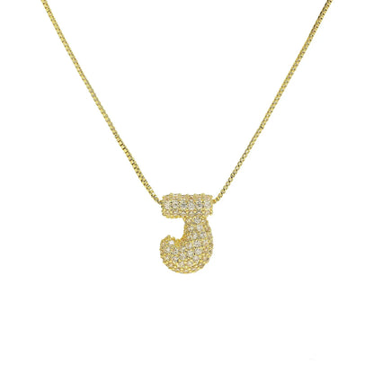 1 Piece Copper Zircon 18K Gold Plated Letter Pendant